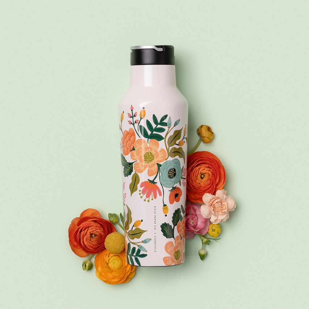 Corkcicle 20oz Rifle Paper Co. Sport Canteen Insulated Water Bottle Blanche | QKN-62883707