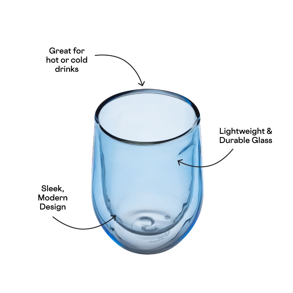 Corkcicle 12oz Stemless Glass Set (2) Bleu | DIL-90672585