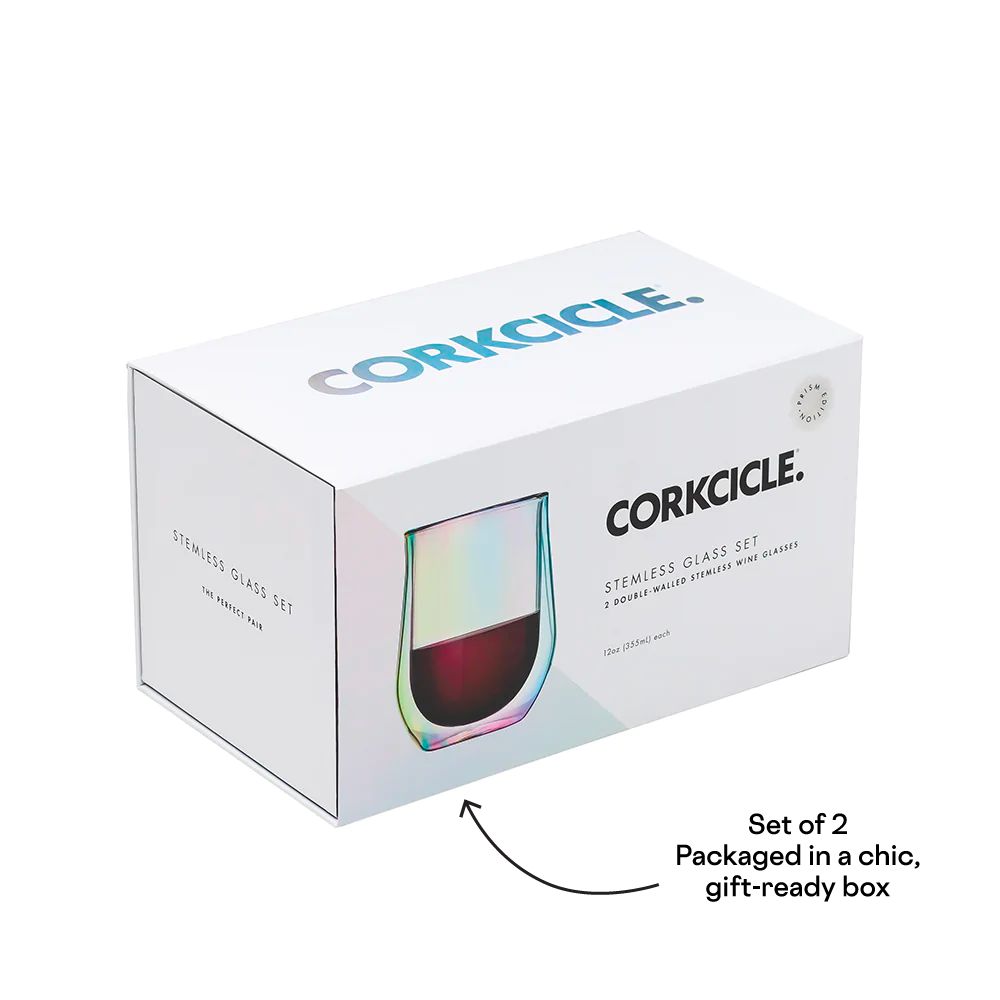 Corkcicle 12oz Stemless Glass Set (2) Prism | ESK-97846483