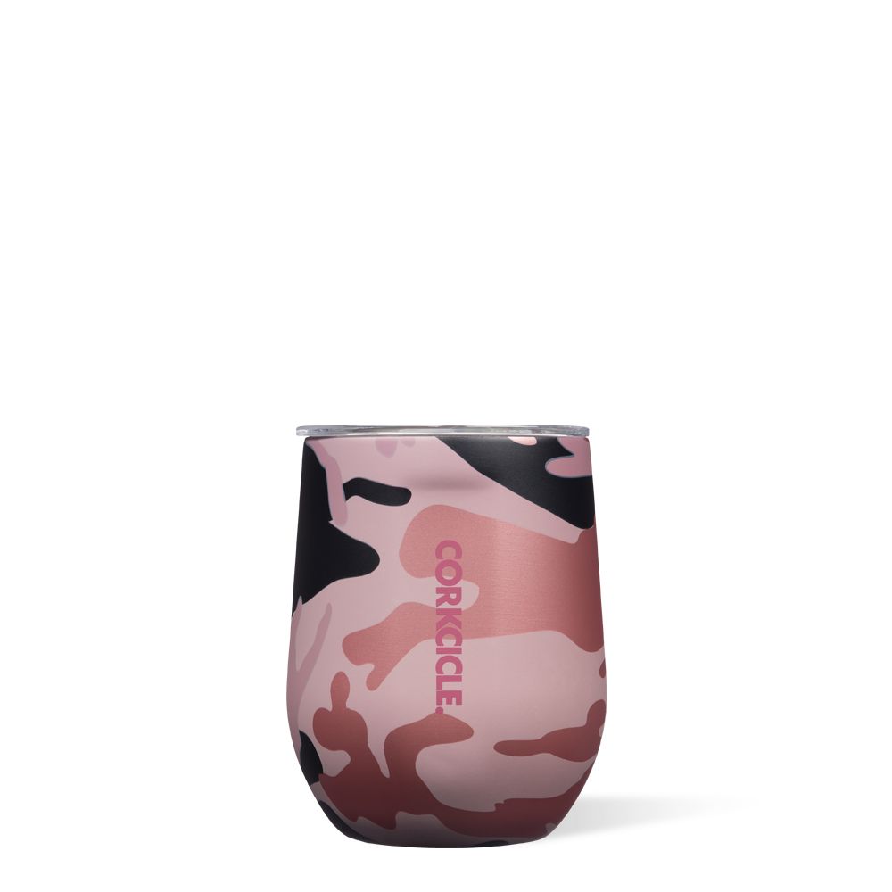 Corkcicle 12oz Camo Stemless Rose Camouflage | GHJ-23647729