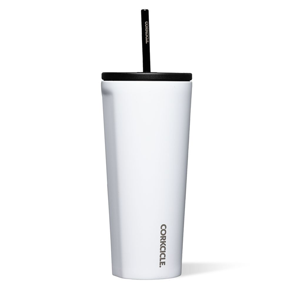 Corkcicle 24oz Cold Cup Insulated Tumbler With Straw Blanche | YKF-56916187