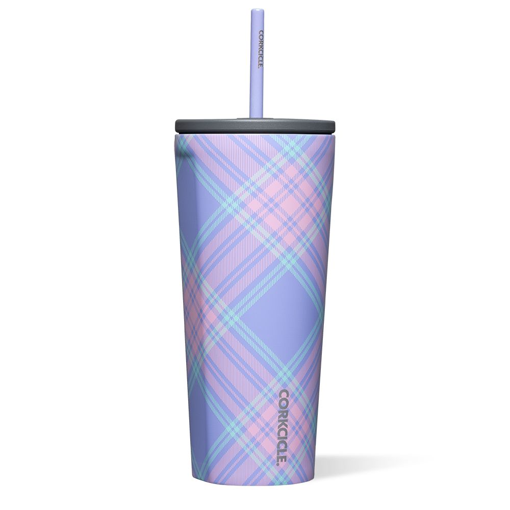 Corkcicle 24oz Cold Cup Insulated Tumbler With Straw Springtime Plaid | MLJ-48626083