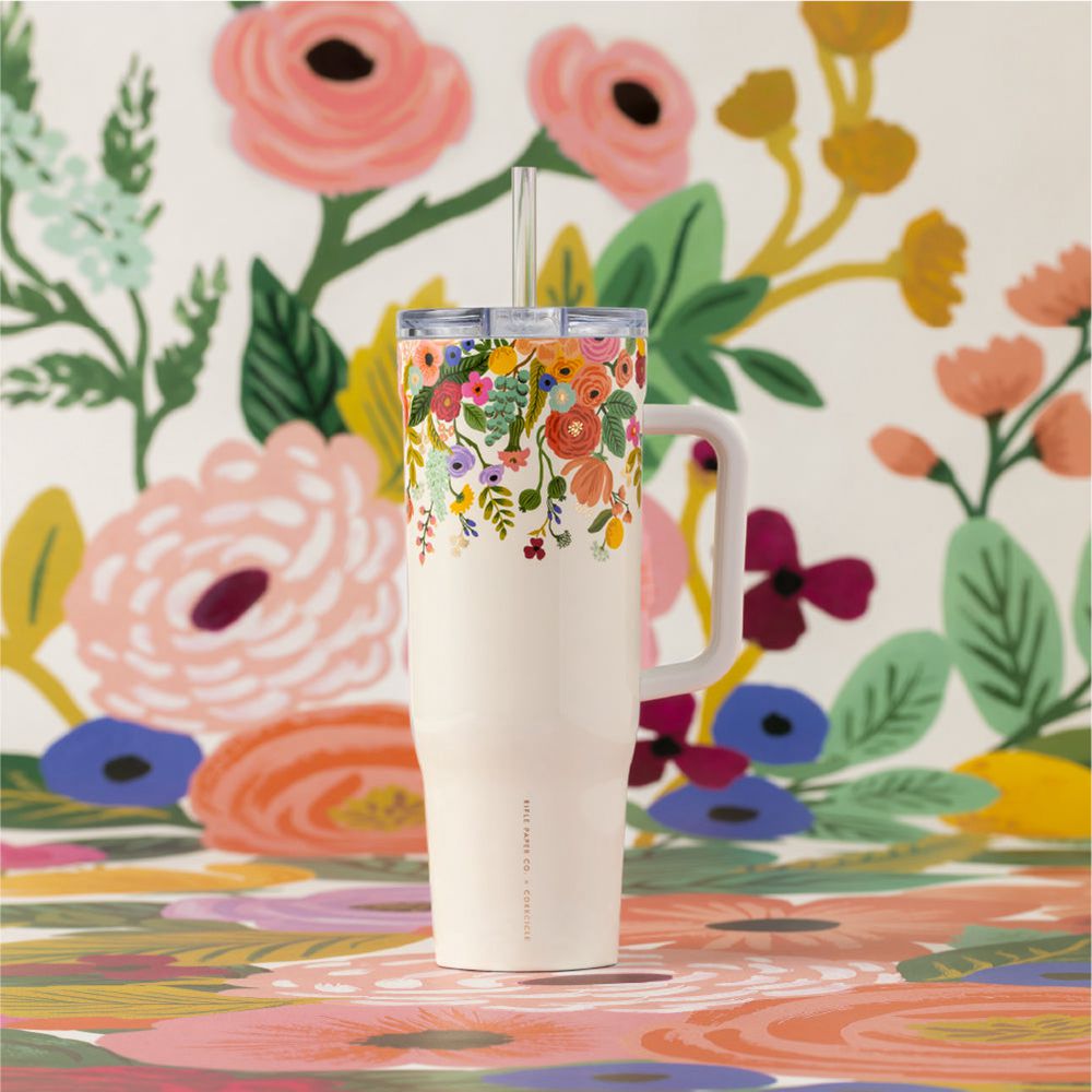 Corkcicle 40oz Rifle Paper Co. Cruiser Insulated Tumbler With Handle Garden Party | HNM-25062390